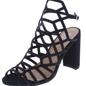 Black Kryptic Caged Heels